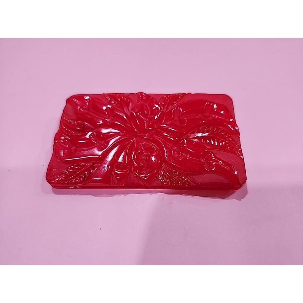 Womens Vintage Red Craved Floral Bakelite Brooch Pin Collectors Jewelry 3 1/4"